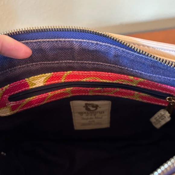 Spartina 449 Bright Floral Print Linen Body Leather Trim Women's Purse - Picture 4 of 16